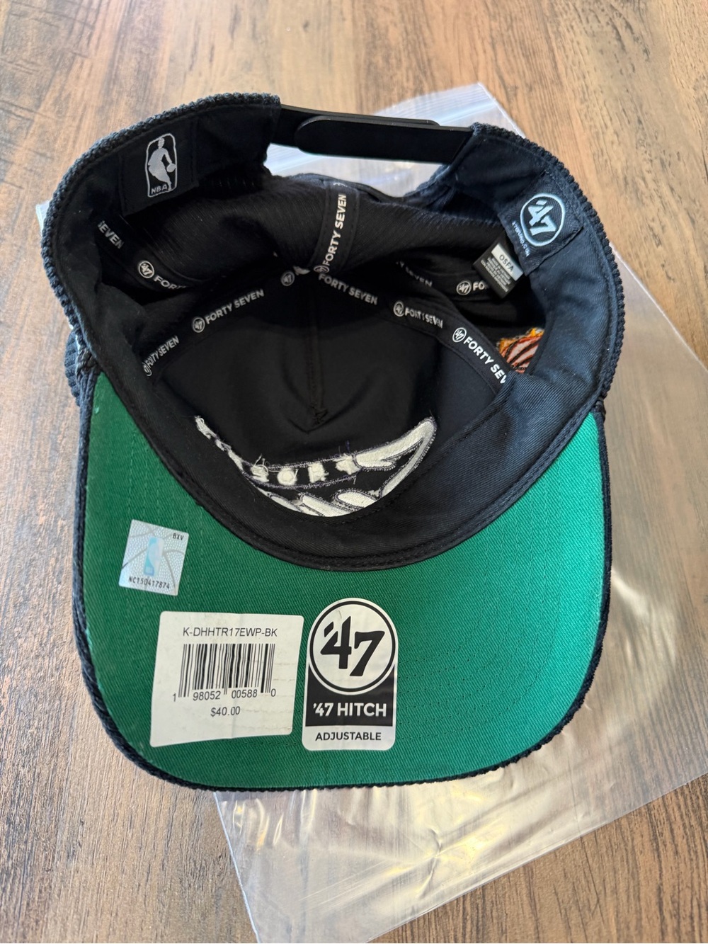 '47 Black Corduroy Baseball Cap Phoenix Suns embroidered Green Undervisor NeW - Picture 6 of 15